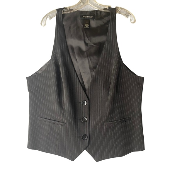 Lane Bryant Black Pinstripe Tailored Vest Plus Size 16 Career Business Casual - Picture 3 of 6